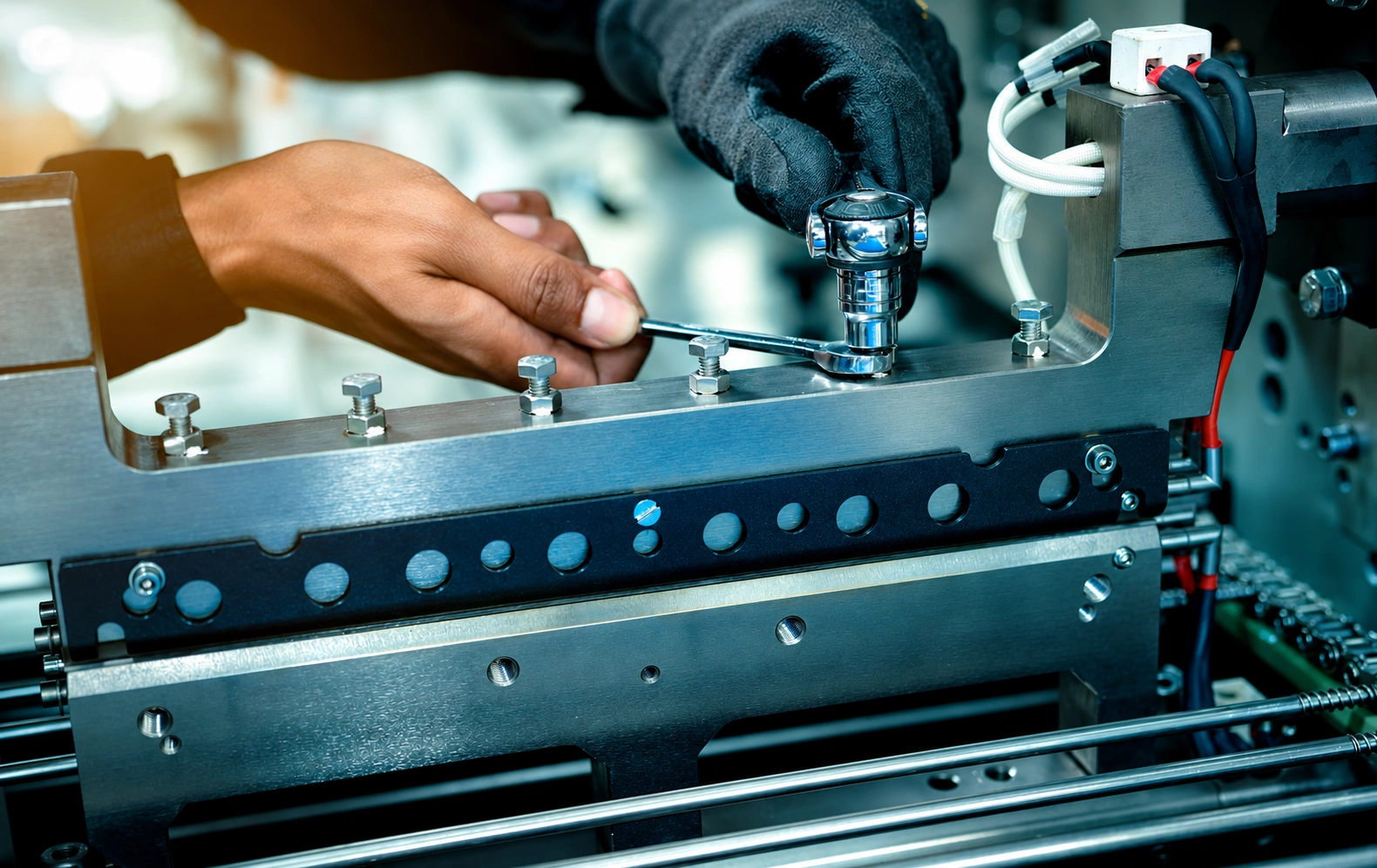 Industrial technician servicing machinery